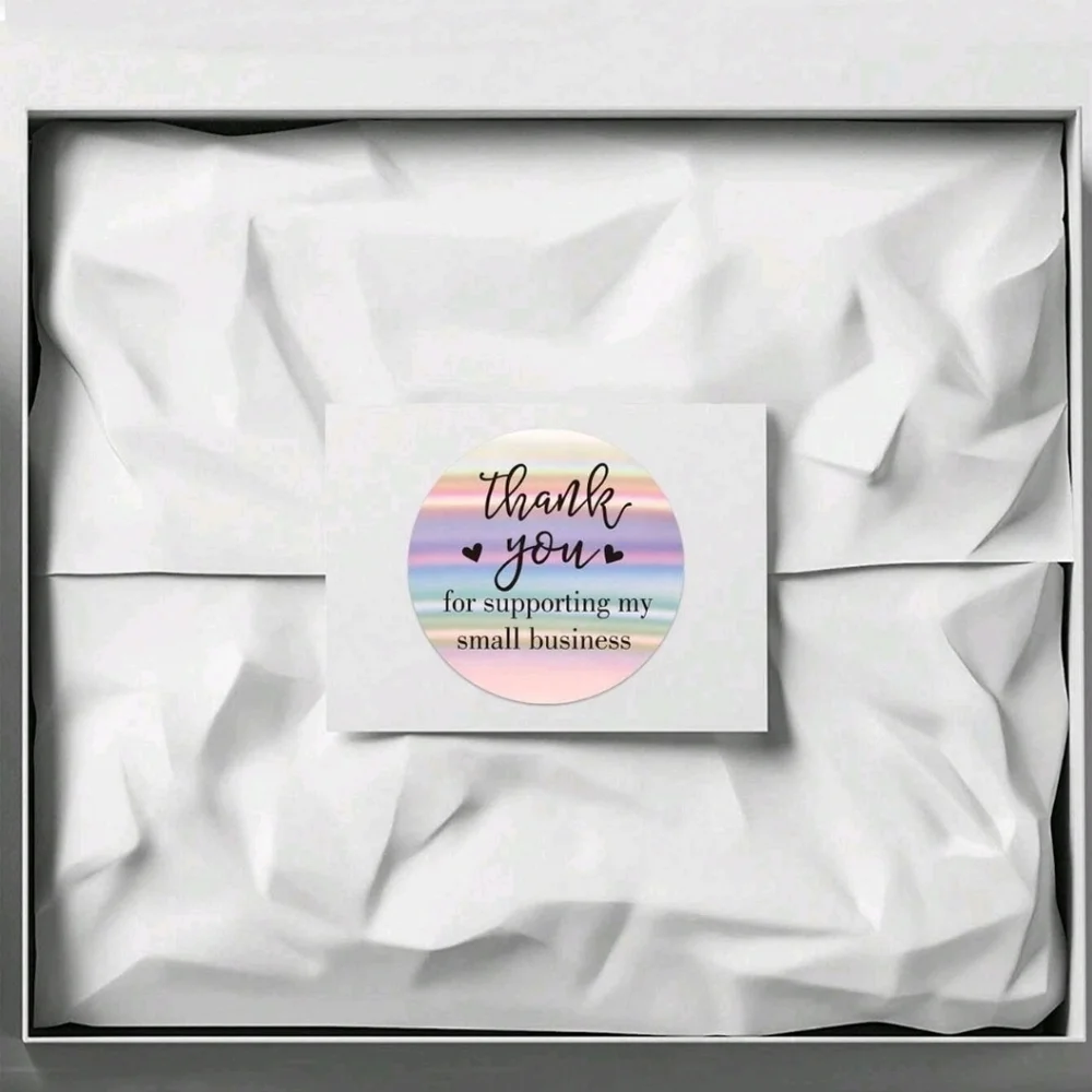 🔹️550 bundle piece 50 silver thank you cards +500 “Thank You”  silver Stickers